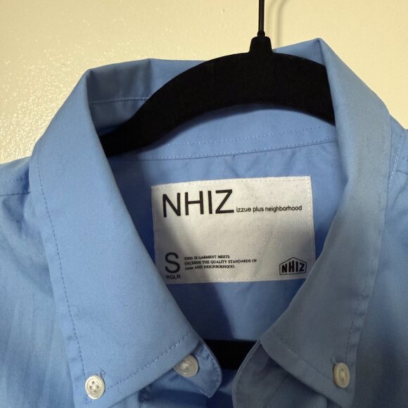 NHIZ x Izzue Neighborhood Blue Poplin Logo Print Buttondown Shirt S - Picture 5 of 7